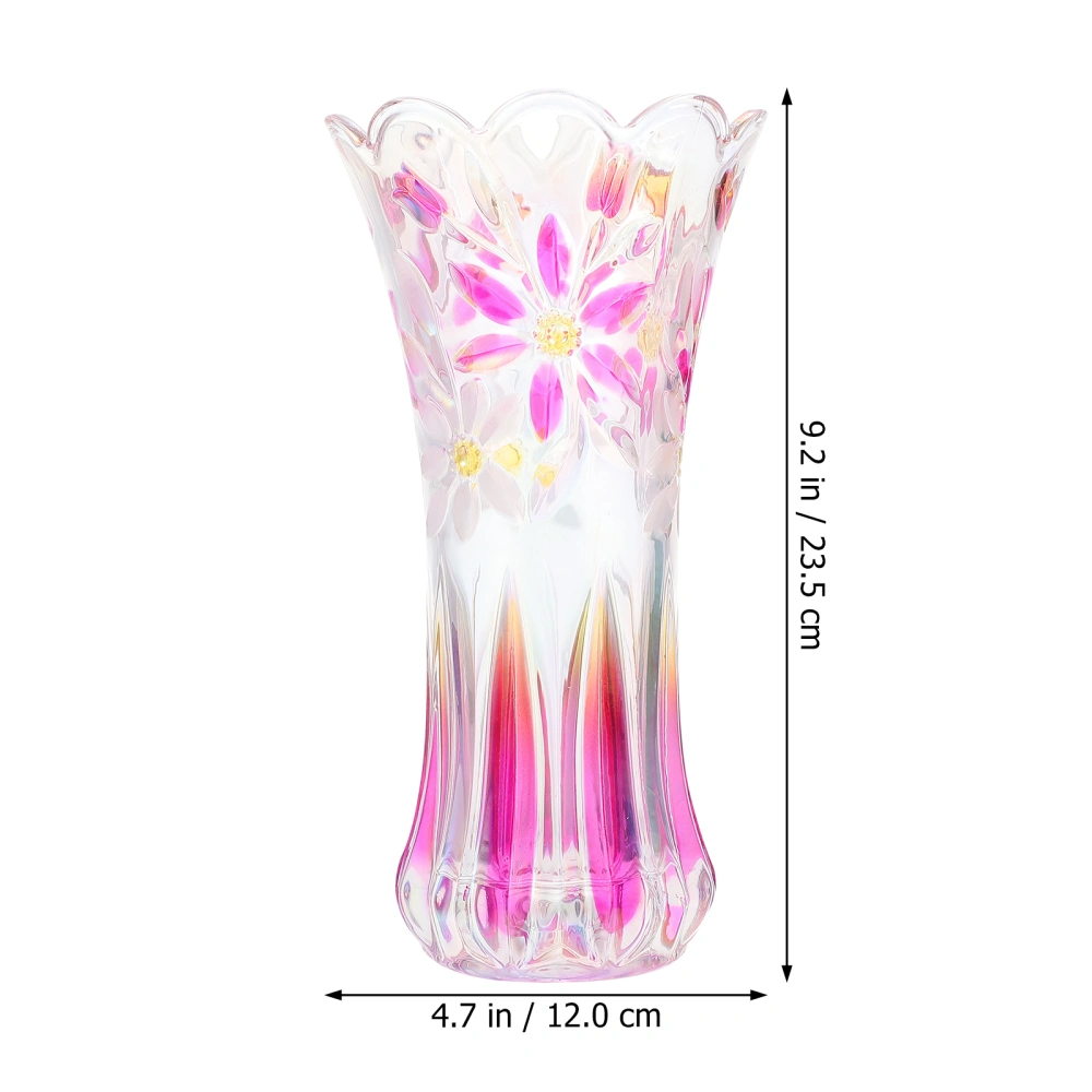 1pc Colorful Glass Vase Home Flower Vase Crafts Decor Flower Arrangement Holder