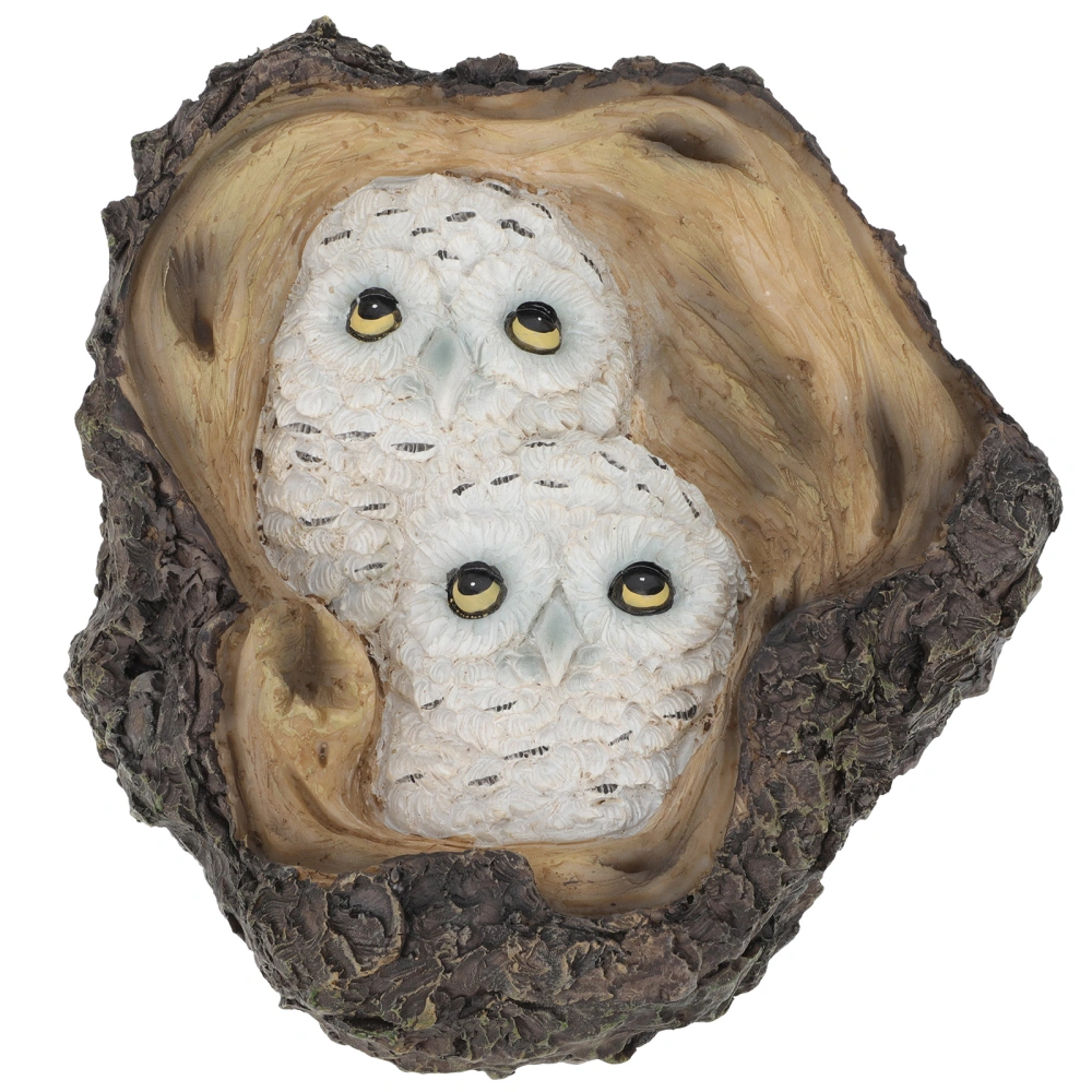 Owl Baby Statue Tree Ornament Creative Owl Baby Figurine Garden Scene Adornment