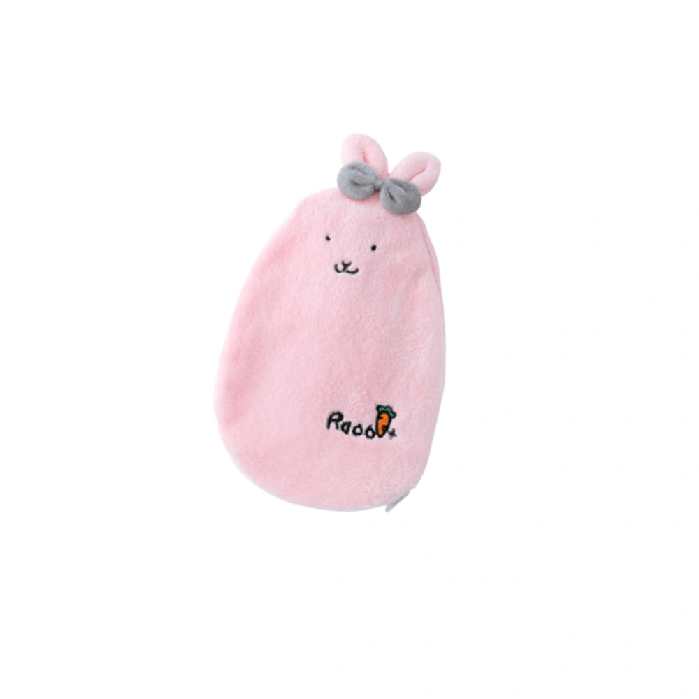 Cartoon Rabbit Shape Hot Water Bag Thicken Warm Water Bag Hand Warmer with Detachable Cover for Girls Home Pink