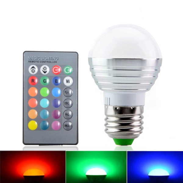 3W RGB LED Bulb E27 Color Changing Light Bulb with Remote Contorl 85-265V