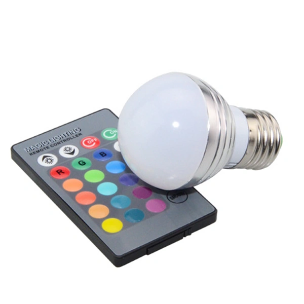 3W RGB LED Bulb E27 Color Changing Light Bulb with Remote Contorl 85-265V