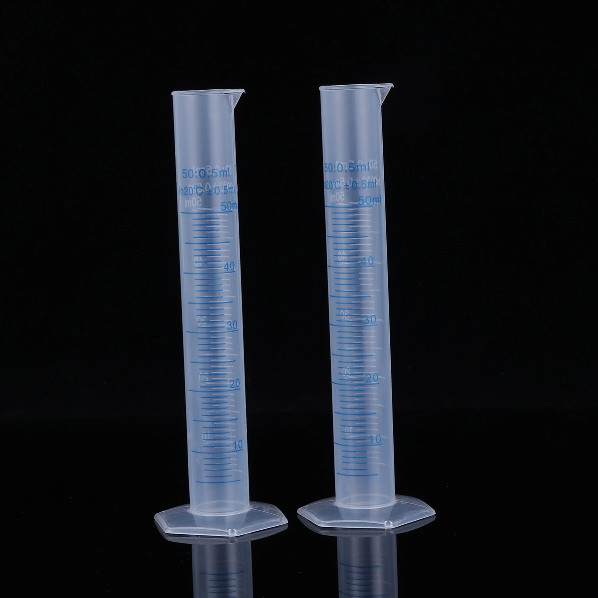 5pcs Plastic Measuring Cylinders Transparent Graduated Cylinder with Hexagonal Base (50ml)