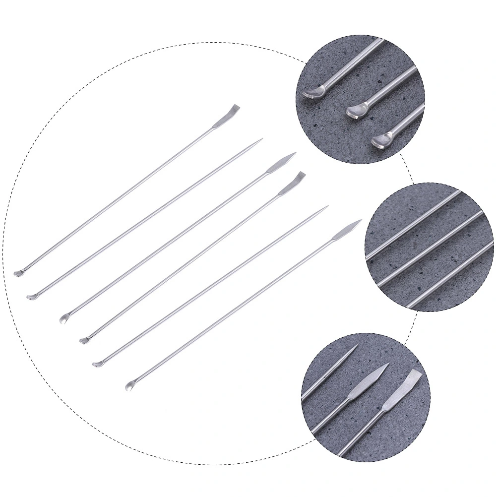 6pcs Stainless Steel Spoons Micro Laboratory Spoons Reagent Sampling Spoons