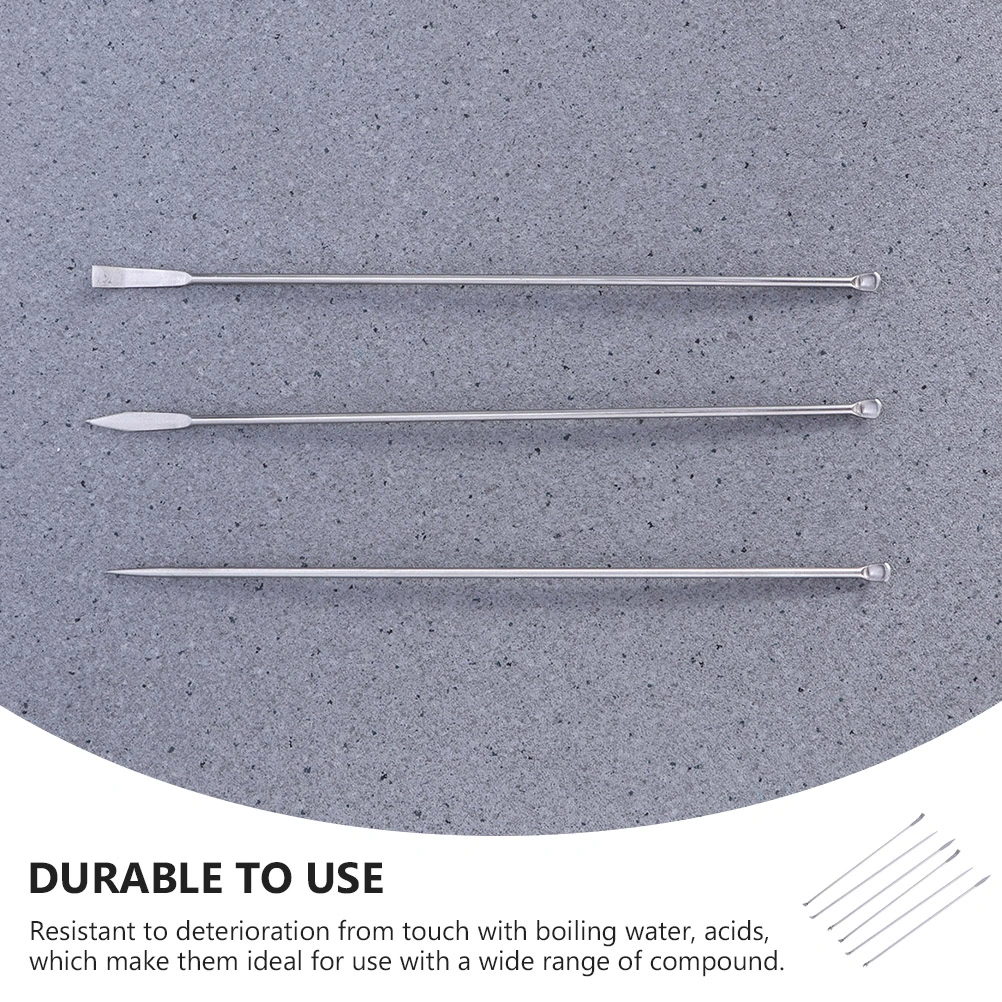 6pcs Stainless Steel Spoons Micro Laboratory Spoons Reagent Sampling Spoons
