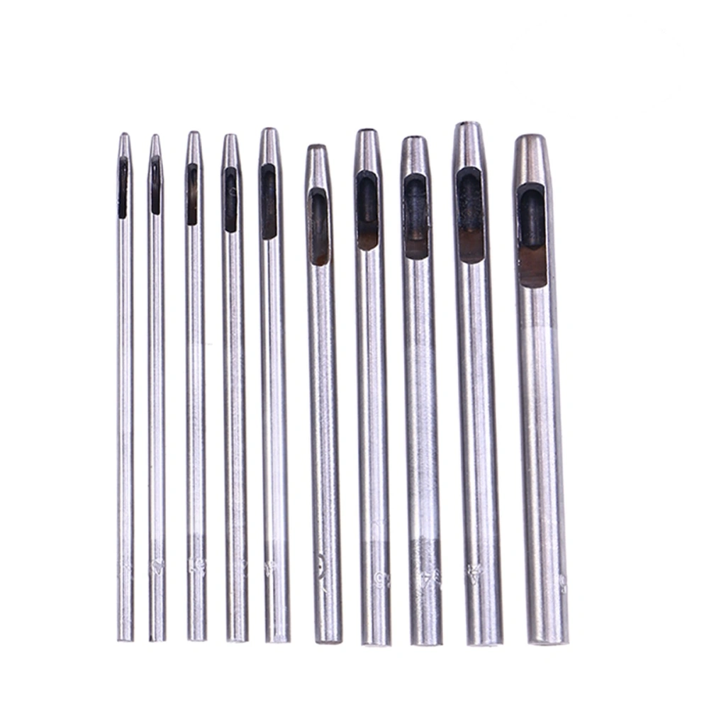 10pcs 0.5mm-5mm Round Hole Hollow Punch Set Leather Working Tools for Leather Watch Bands Belts