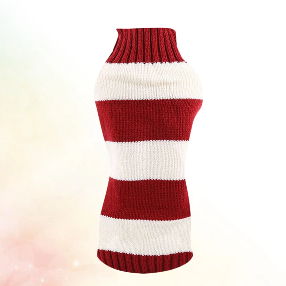 Pet Winter Warm Costume Stripe Sweater Fashion Christmas Pet Clothes for Dog (Thick Red and White Stripe, Size S)