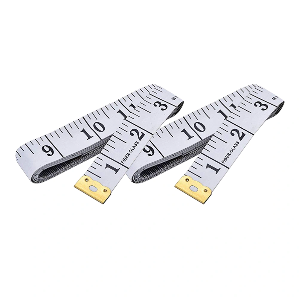 2pcs Sewing Ruler with Feet Inch Measure Tape for Weight Loss Medical Body Measurement Sewing Tailor Craft (White 150 x 1.2cm)