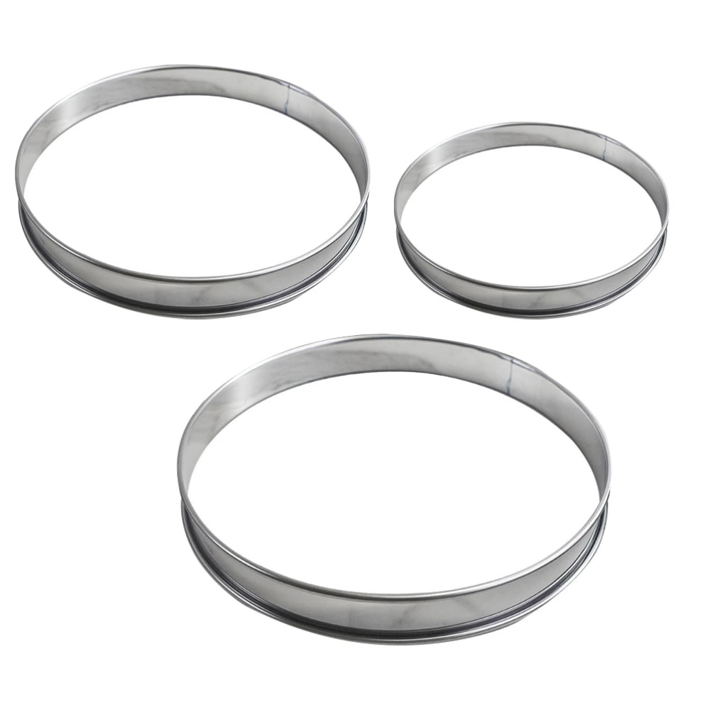 3Pcs Roll Cake Rings Molds Stainless Steel Round Mousse Molds (Silver)