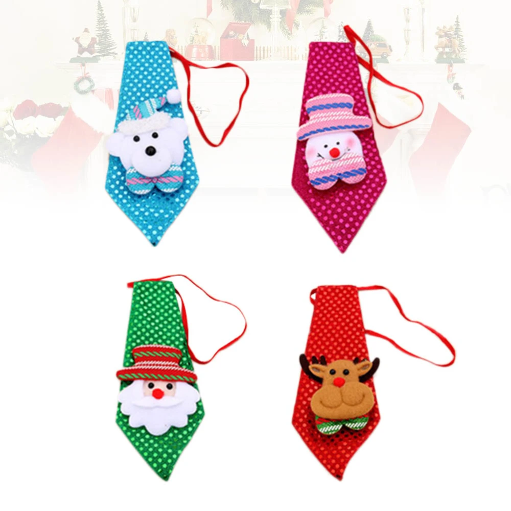 4PCS Necktie Christmas Decorations Sequin Tie Christmas Tree Hanging Decoration Small Gift for Kids Adult Baby Shower Christmas