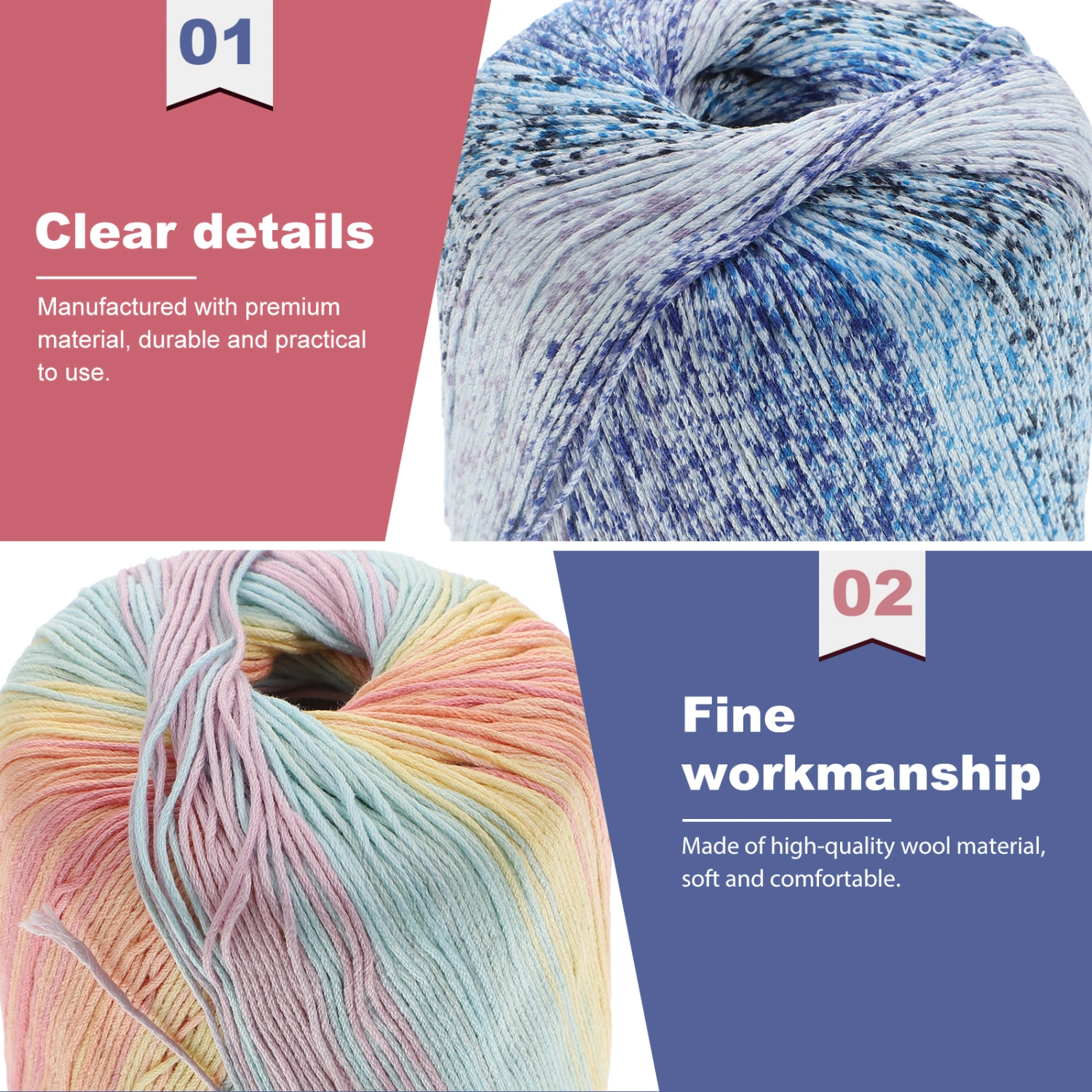 2pcs Cotton Woolen Yarns Hand-knitting Wool Yarns DIY Crafts Knitting Materials