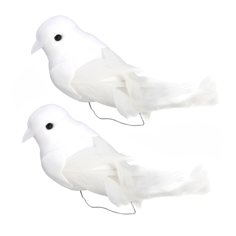 2PCS Artificial Feather Birds Bundled Pigeons with Claw Photo Props Home Decoration