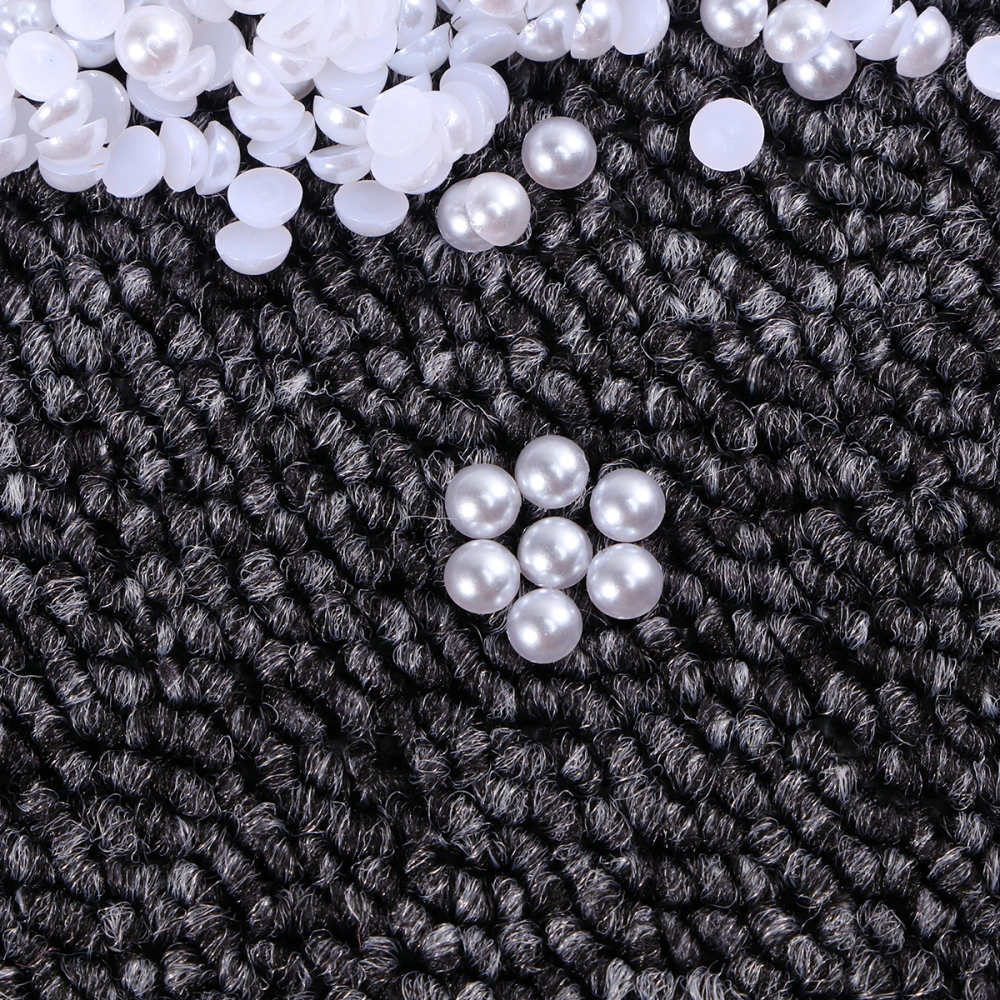 2000pcs 4mm Half Round Artificial Pearl Beads Flat Back Pearl for Craft DIY Gift Making (White)