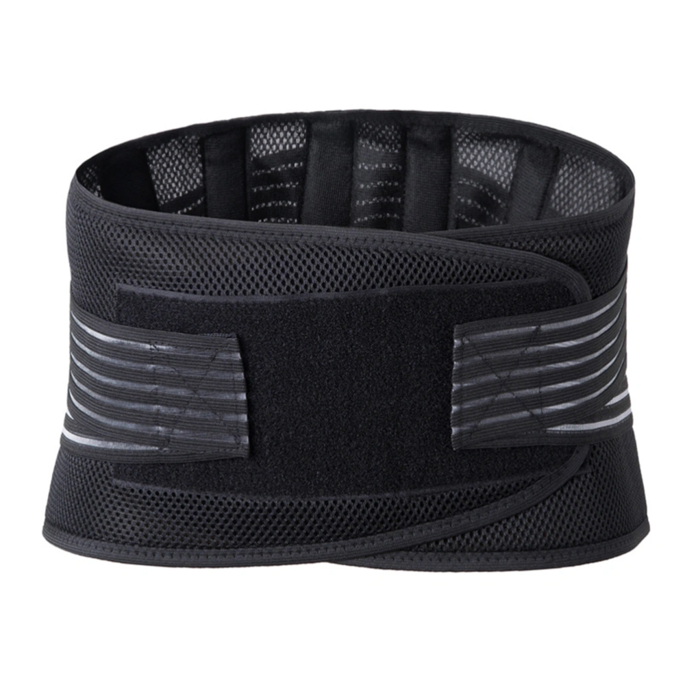 1pc 22x98cm Sports Fitness Pressure Belt Breathable Mesh Elastic Back Waist Support Lumbar Brace Belt Strap M Size(Black)