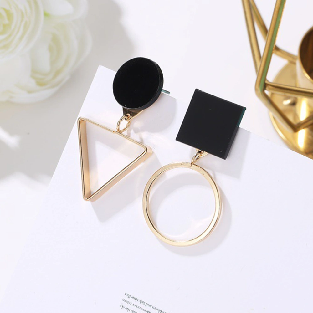 1 Pair Geometric Earrings Fashion Chic Triangular and Circle Earrings Jewelry for Woman Girl