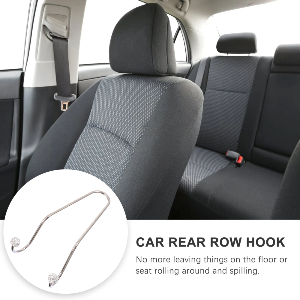 4pcs Interior Headrest Organizer Car Back Seat Hooks Rhinestone Car Storage Hooks