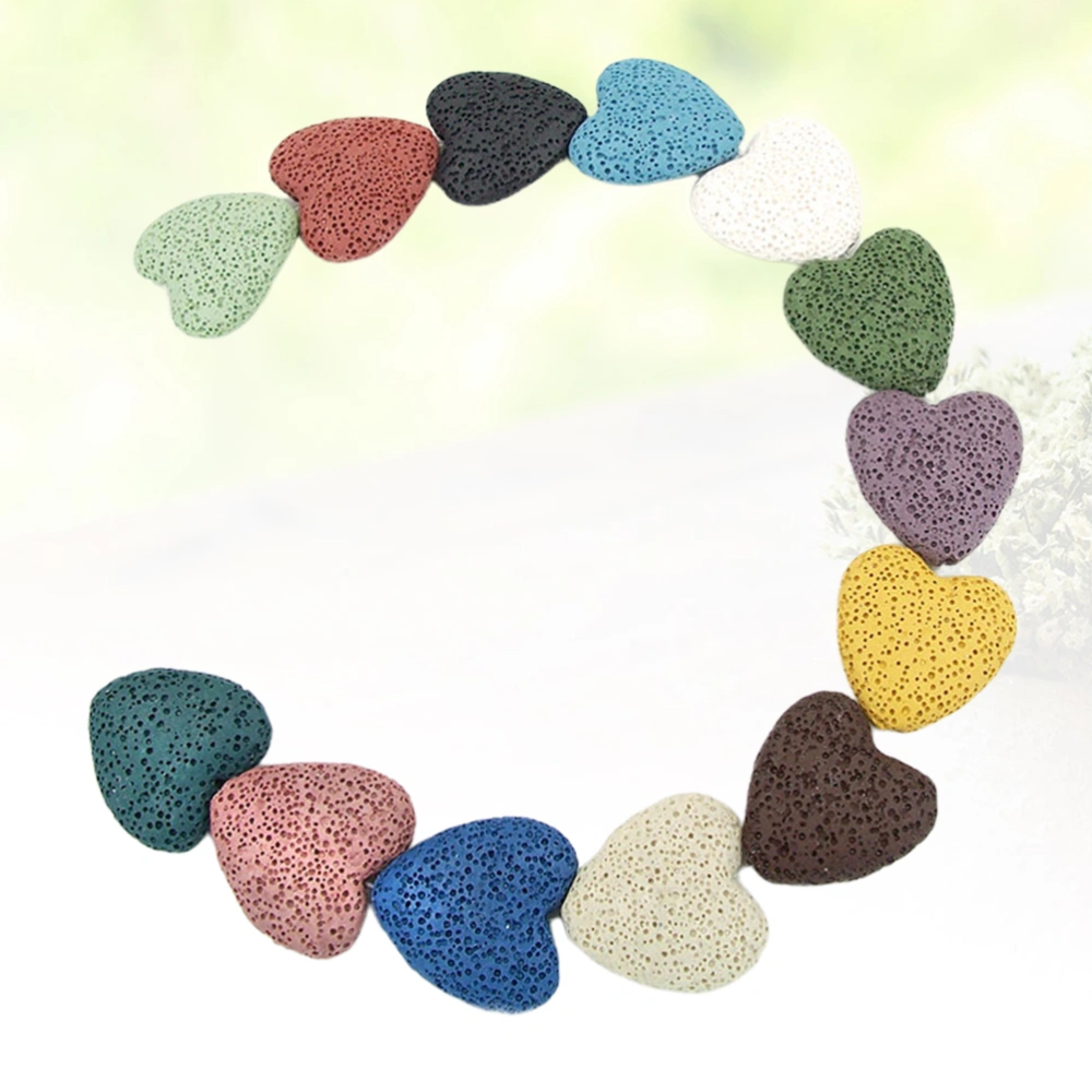 19Pcs 20x20x8mm Colorful Volcanic Stone Beads Creative Heart Shape Lava Stone Beads Jewelry Pendant for Bracelet Necklace Earrings DIY Accessories (Mixed Color)