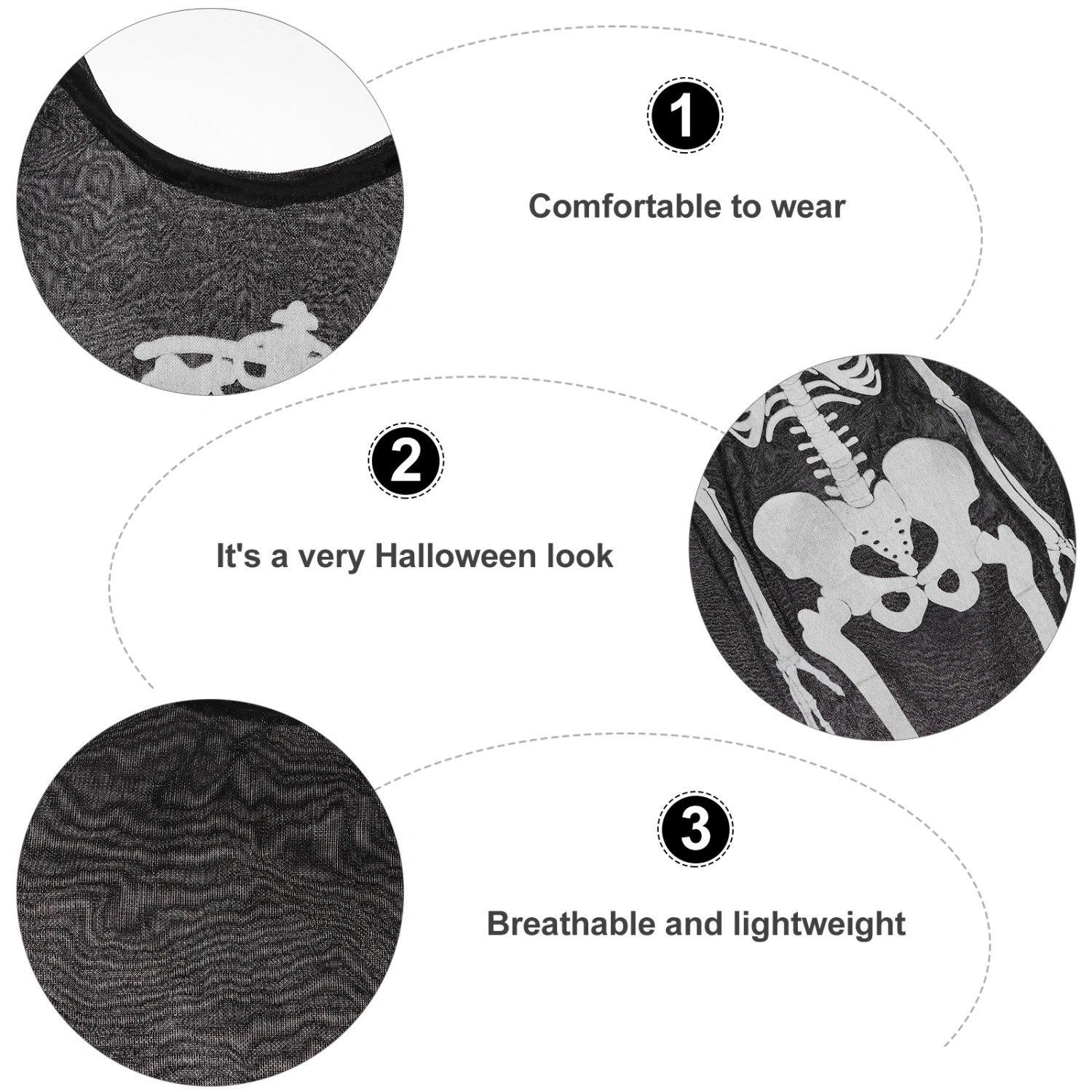 1Pc Halloween Skeleton Printed Clothe Kid Adult Costume Props Scary Costume