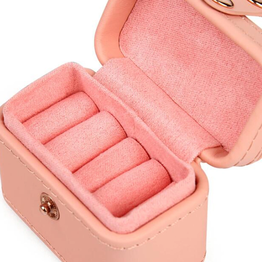 Multifunctional Earring Rings Box Storage Organizer Jewelry Case Portable Travel Jewelry Case Gifts Box (Pink)