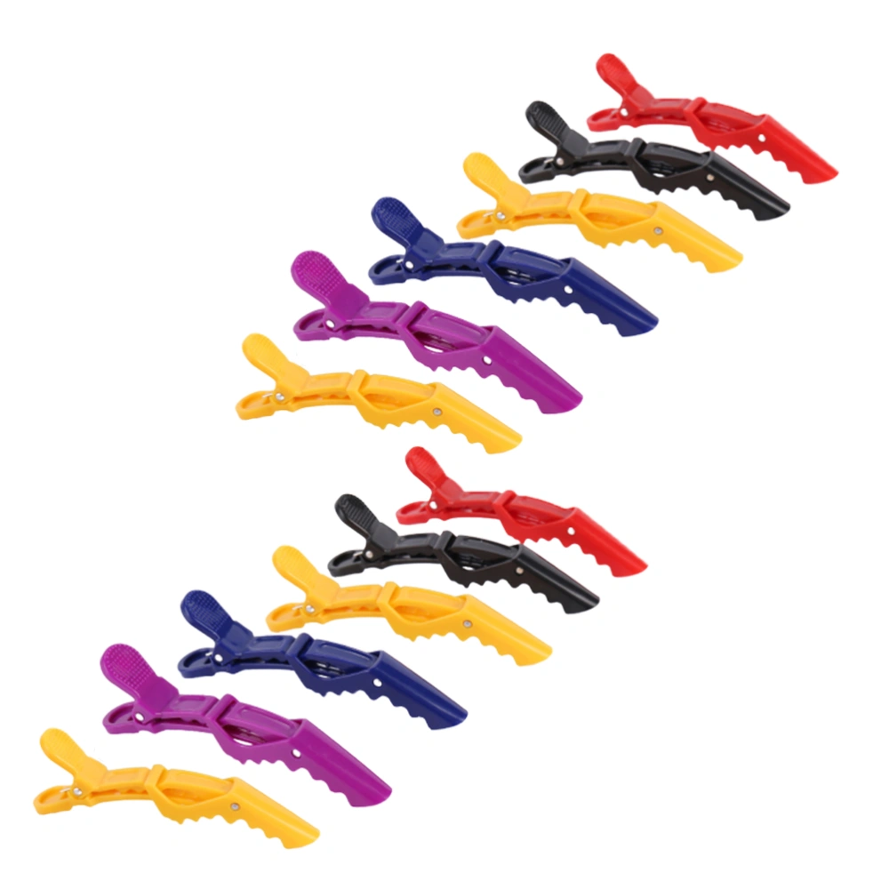 12Pcs Hairdressing Alligator Clips Plastic Hair Partition Clips Hair Styling Tool Random Color