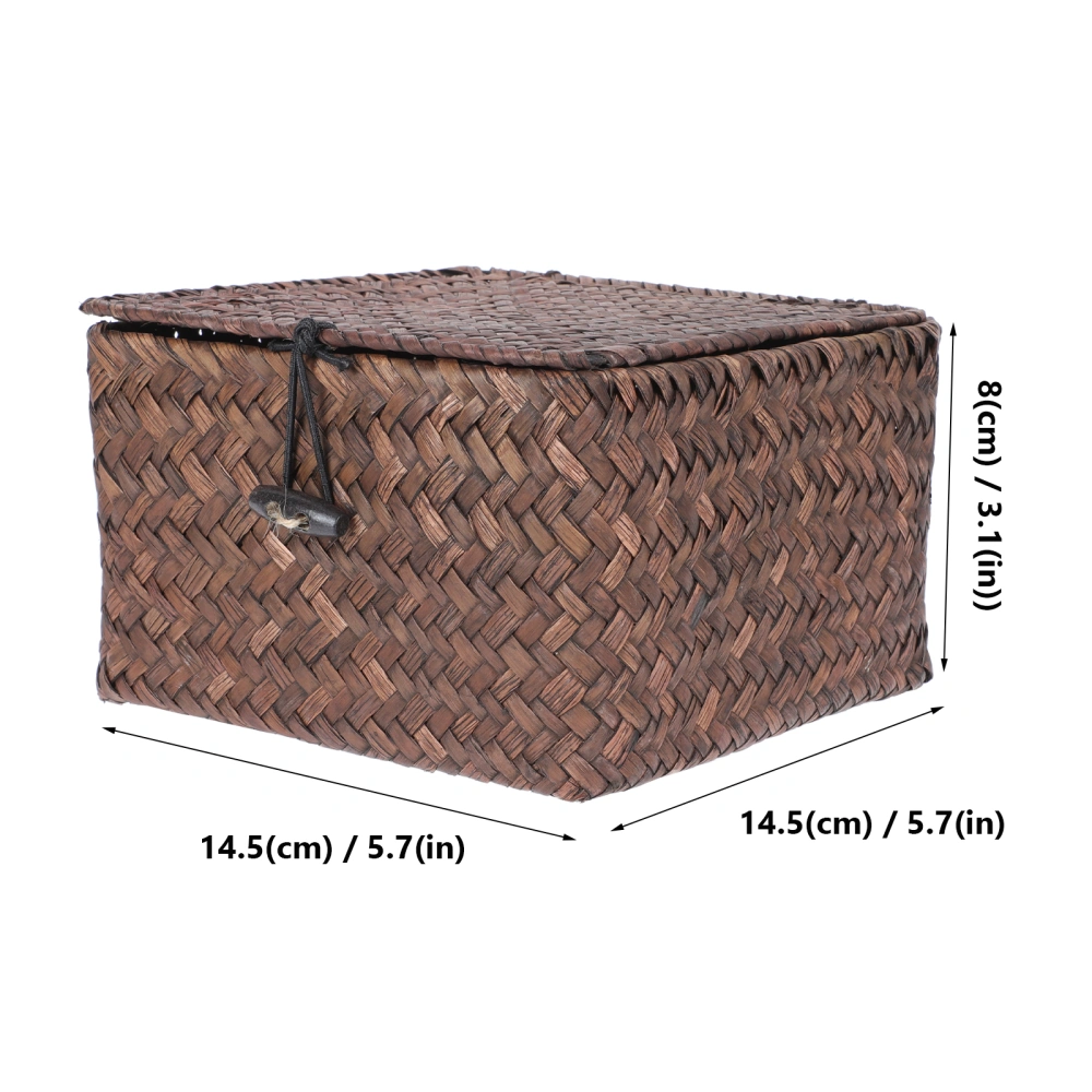 1pc Durable Storage Basket Sea Grass Woven Basket Household Storage Box