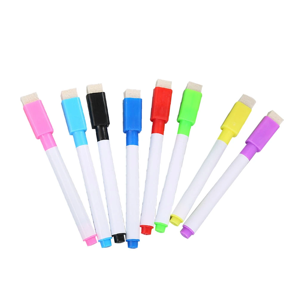 24pcs Erasable Whiteboard Pen Magnetic Whiteboard Pen Erasable Marker Carrying Brush (8 Colors)