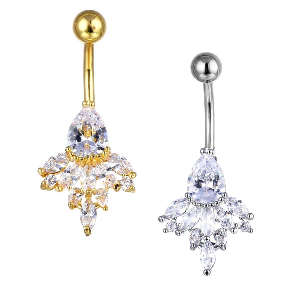 2pcs Belly Button Rings Crystal Navel Rings Navel Decors Body Jewelries