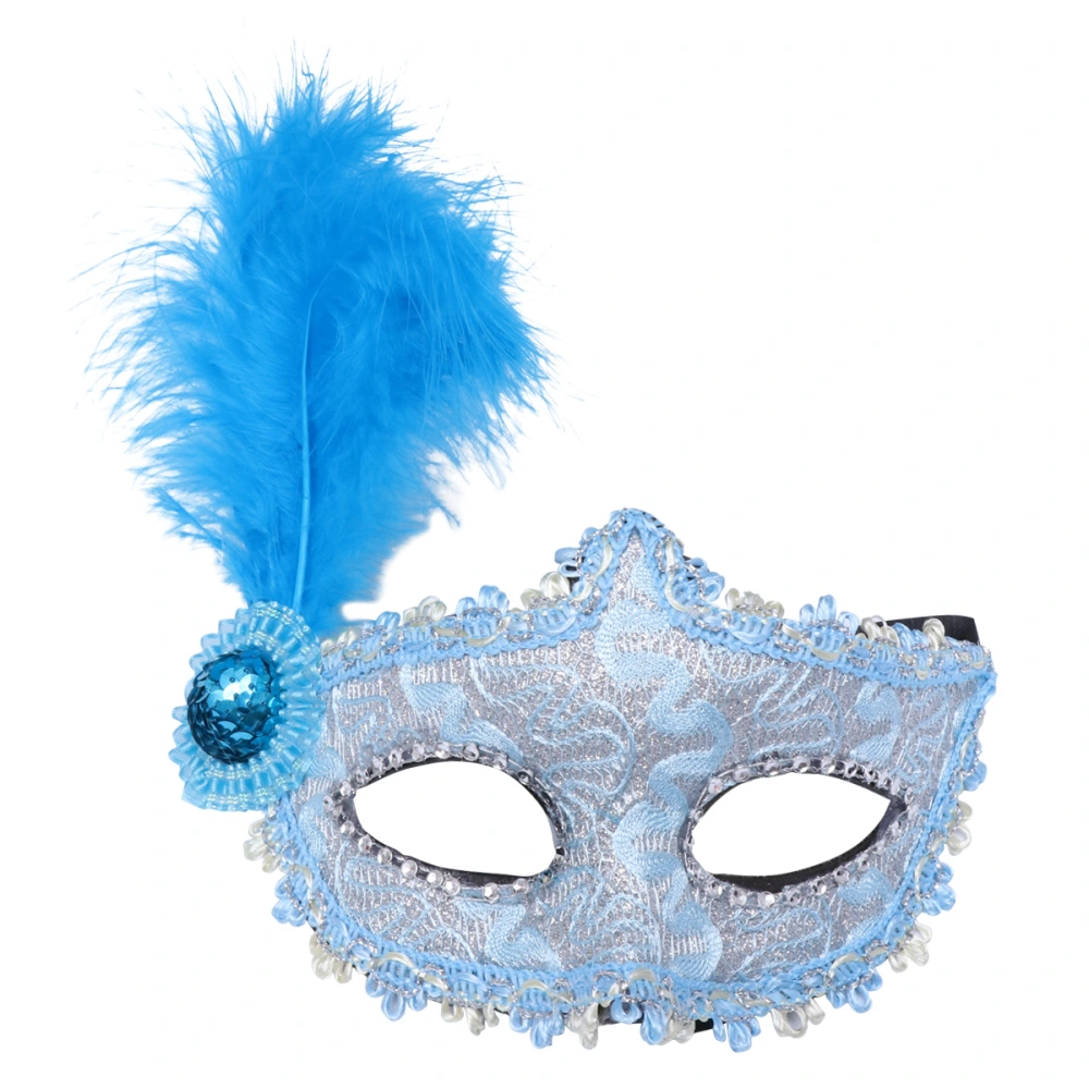 Halloween  Half Face Mask Costume Prop Mask for Masquerade Cosply Costume Party Performance Dancing Party(Blue)