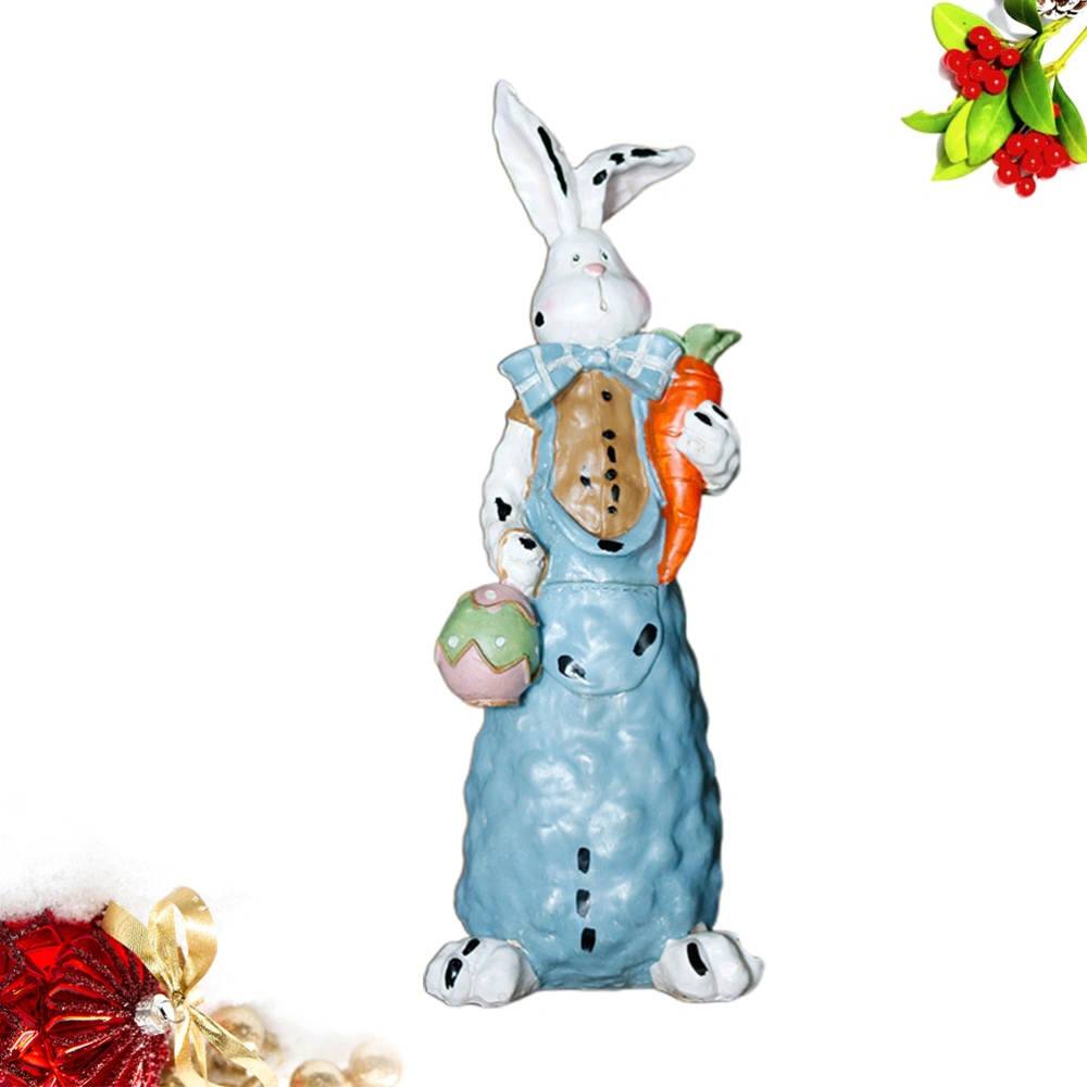 Resin Rabbit Figurine Desktop Decoration Table Crafts Ornament (Sky-blue)