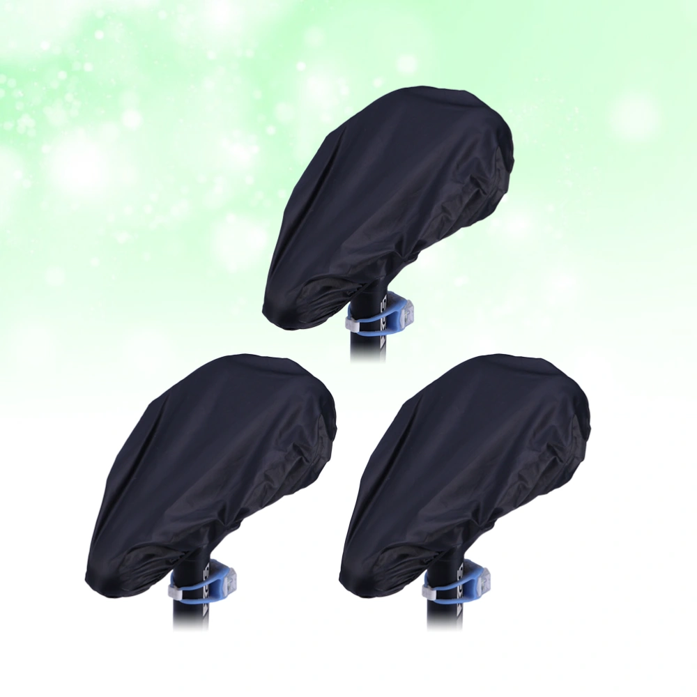 3pcs Cycling Waterproof Bike Seat Rain Cover Protective Water Resistant Saddle Cover Seat Rain Cover(Black)