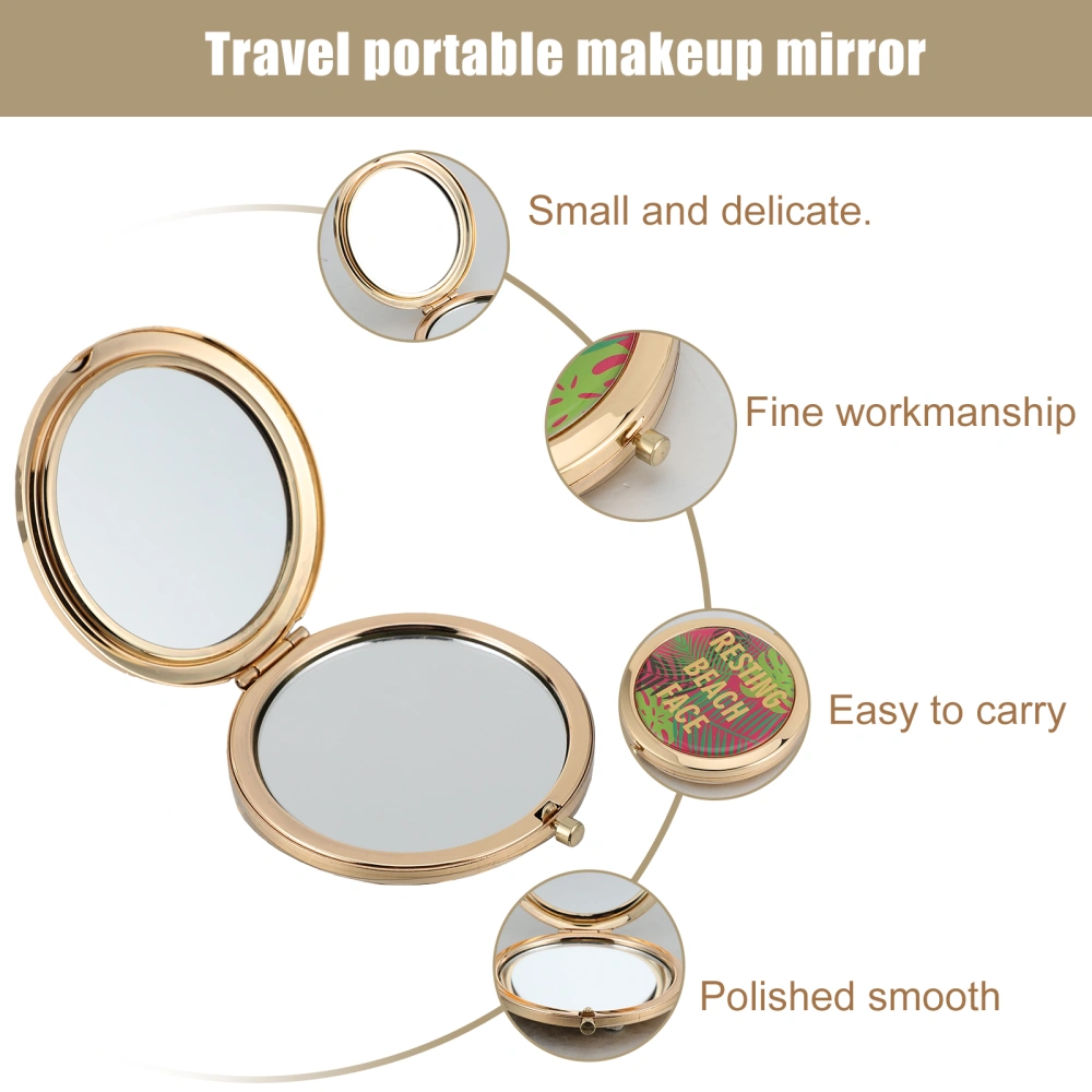 1pc Metal Foldable Round Mirror Cosmetic Mirror Makeup Mirror Pocket Mirror