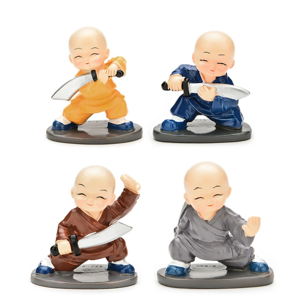 4PCS Resin KongFu Monk Car Interior Display Decoration Car Seat Ornament Home Decor (3)