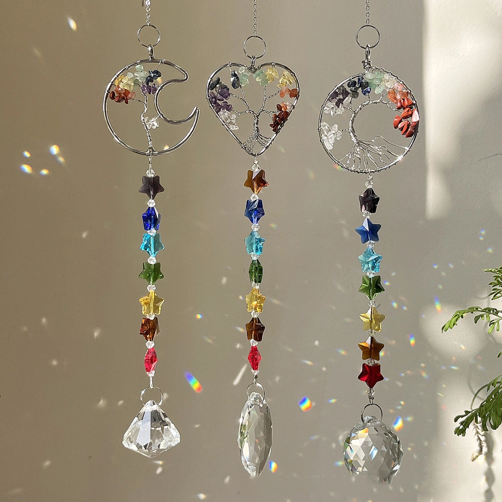 Garden Party Decoration Pendant Colorful Stone Lucky Tree Crystal