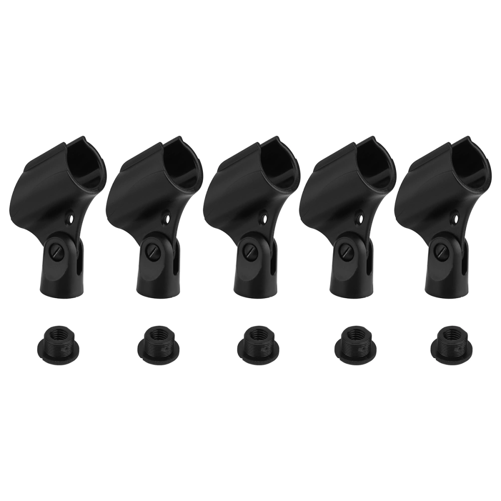 5PCS Microphone Clip Holder with Plastic Adapters Microphone Clips Simple Practical Plastic Microphone Holder (Black)