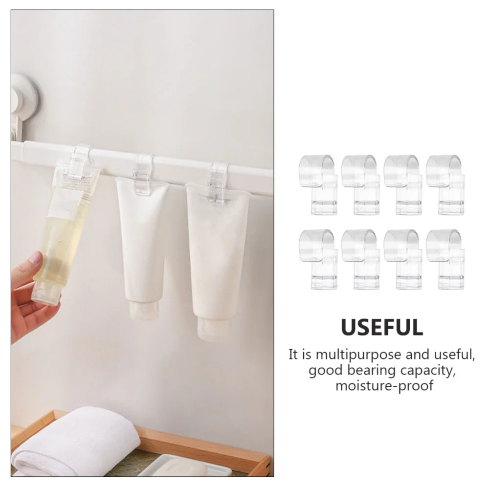 8pcs Bathroom Storage Clip Hanging Rack Toothpaste Cleansing Bottles Hanging Clip