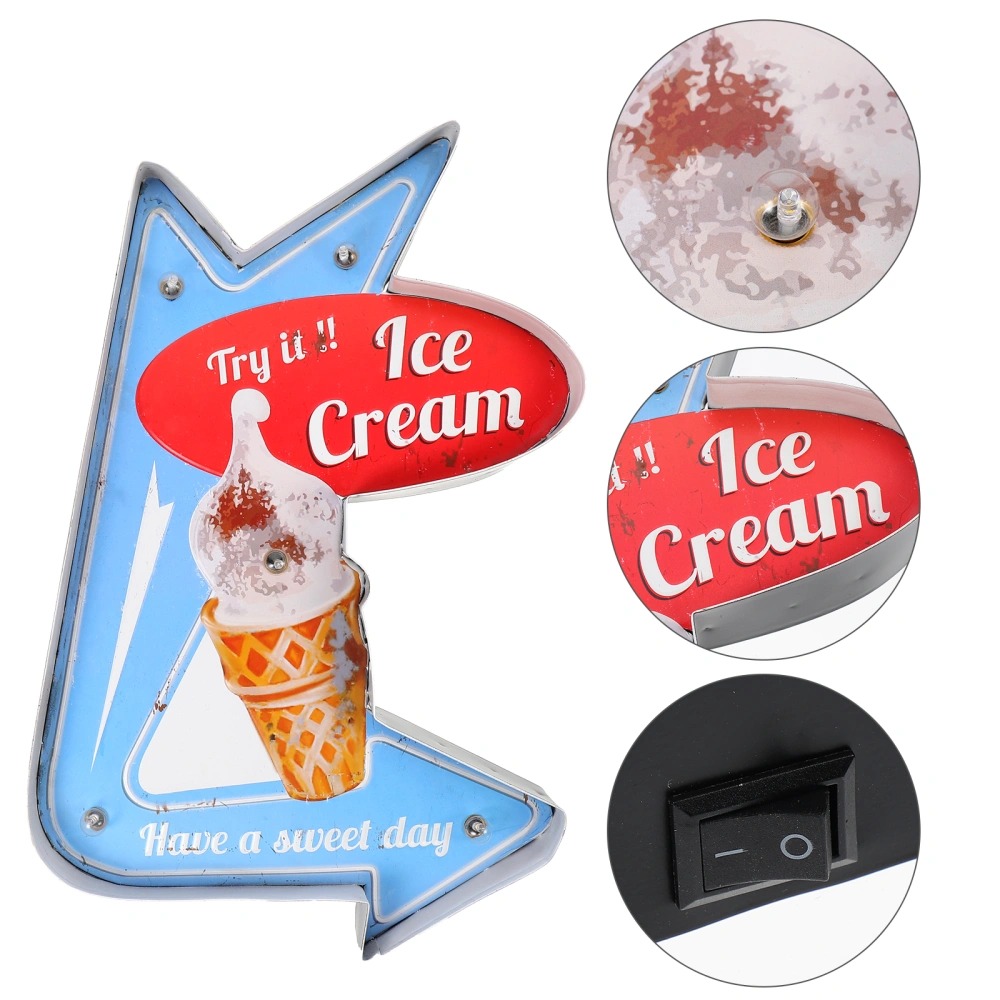 1Pc LED Ice Cream Advertising Board Flashing Light Decor for Walls Windows