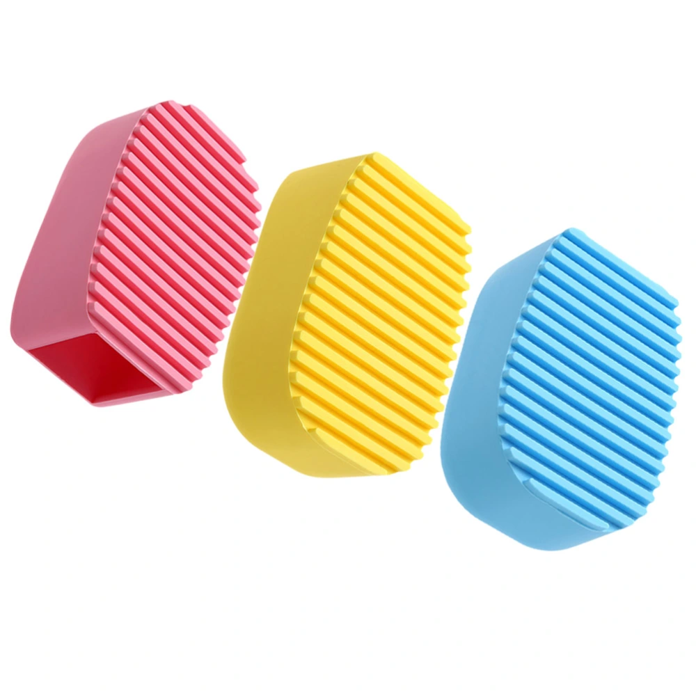 3pcs Candy Color Silicone Washboard Creative Mini Handheld Laundry Washboard Multipurpose Laundry Cleaning Brush Clothes Washing Brushes (Pink + Blue + Yellow)