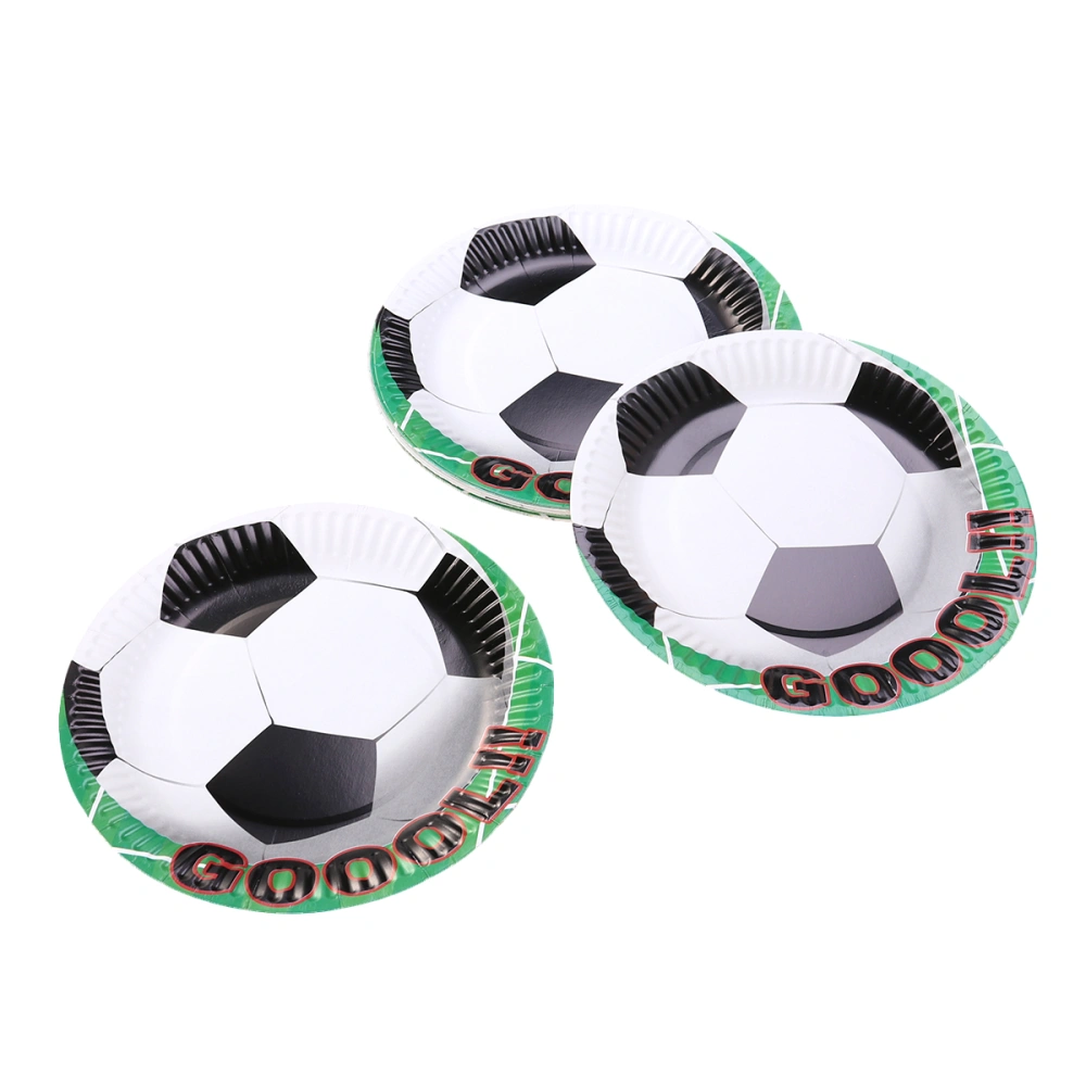 20 Pcs Disposable Plates Football Pattern Paper Tray Cake Dish Decoration for Children's Birthday Party(18cm)