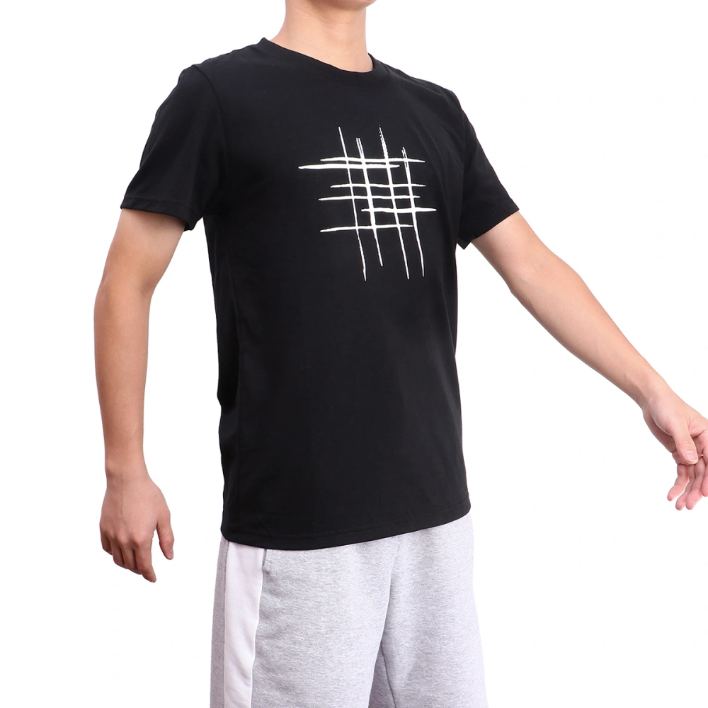 1pc Men T Shirt Stylish T-shirt Short Sleeve T-shirt Casual Short Sleeve Tops (Black XL)