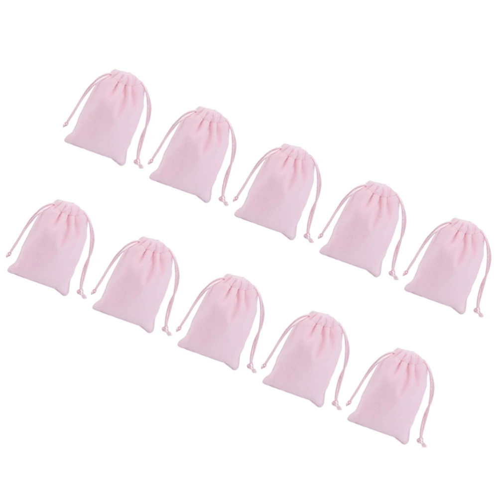 10pcs 12x10cm Lint Bags Drawstrings Pouches Jewelry Storage Pouches Sundries Gift Pouches (Pink)