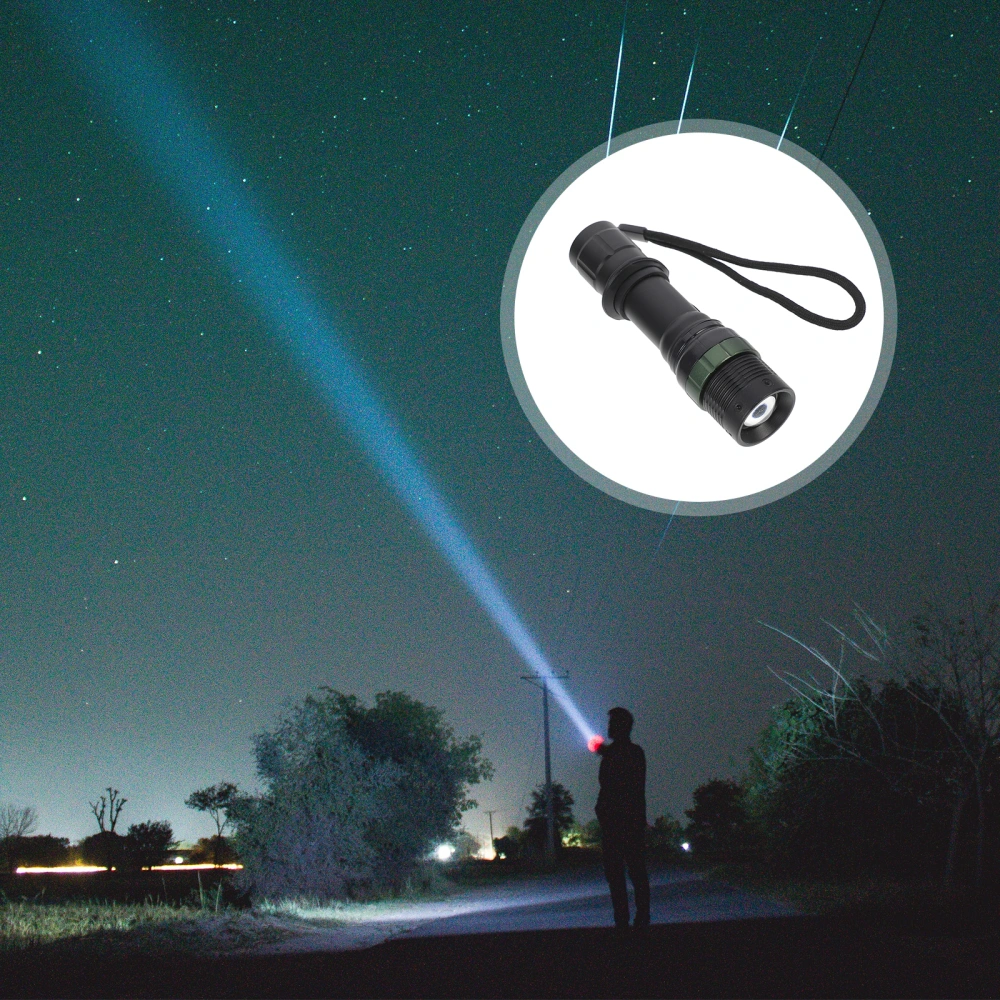 1pc Aluminium Alloy Led Flashlight Charging Flashlight (without Battery Black)