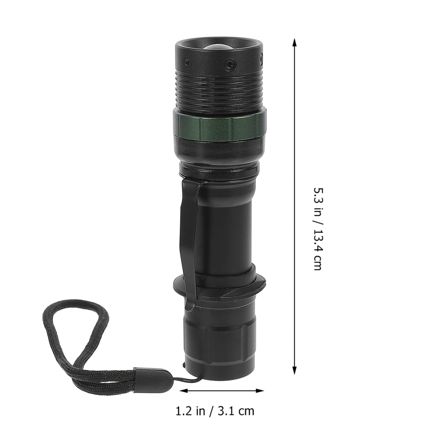 1pc Aluminium Alloy Led Flashlight Charging Flashlight (without Battery Black)
