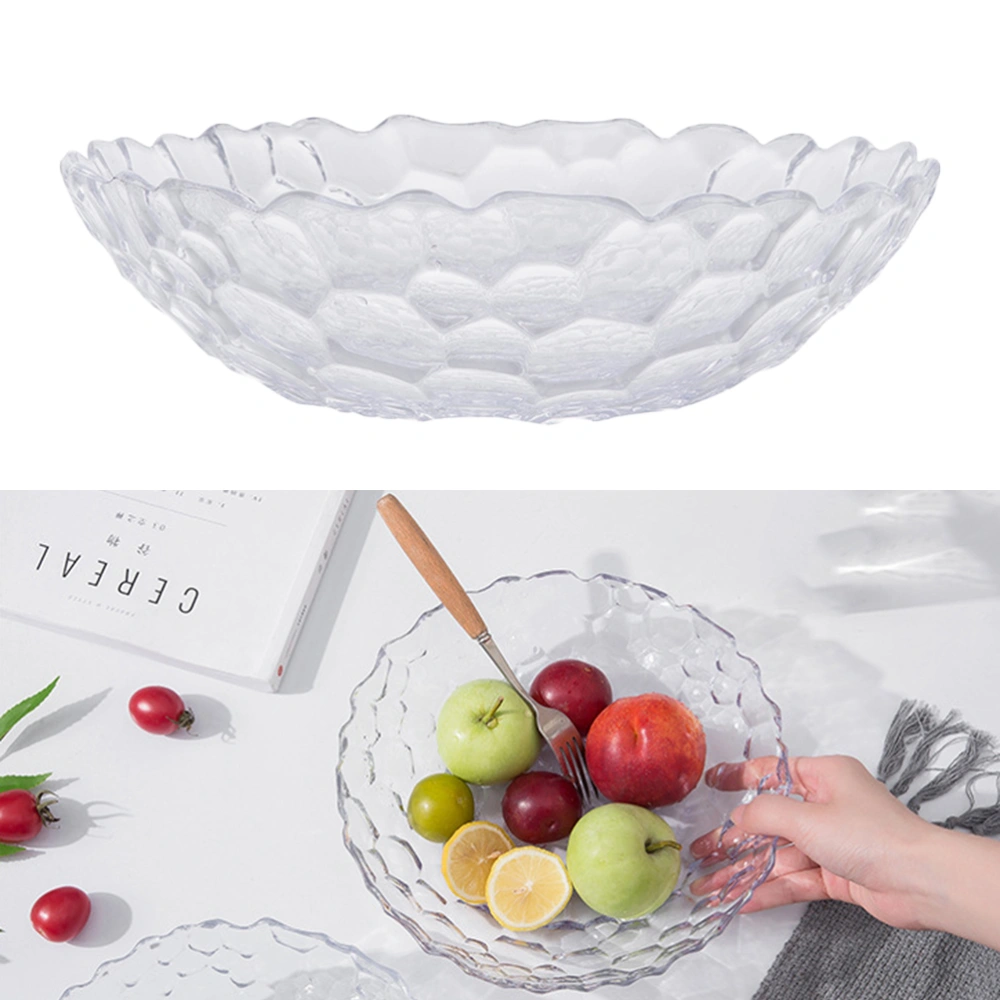 Honeycomb Design Fruit Plate Crystal Appearance Snack Nut Dish Plastic Candy Holder Table Ornaments (Transparent)