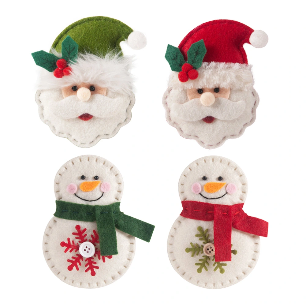 4pcs Christmas Tree Decorations Creative Cloth Santa Claus Small Hanging Pieces Snowman Small Hanging Decors Christmas Hanging Pendant