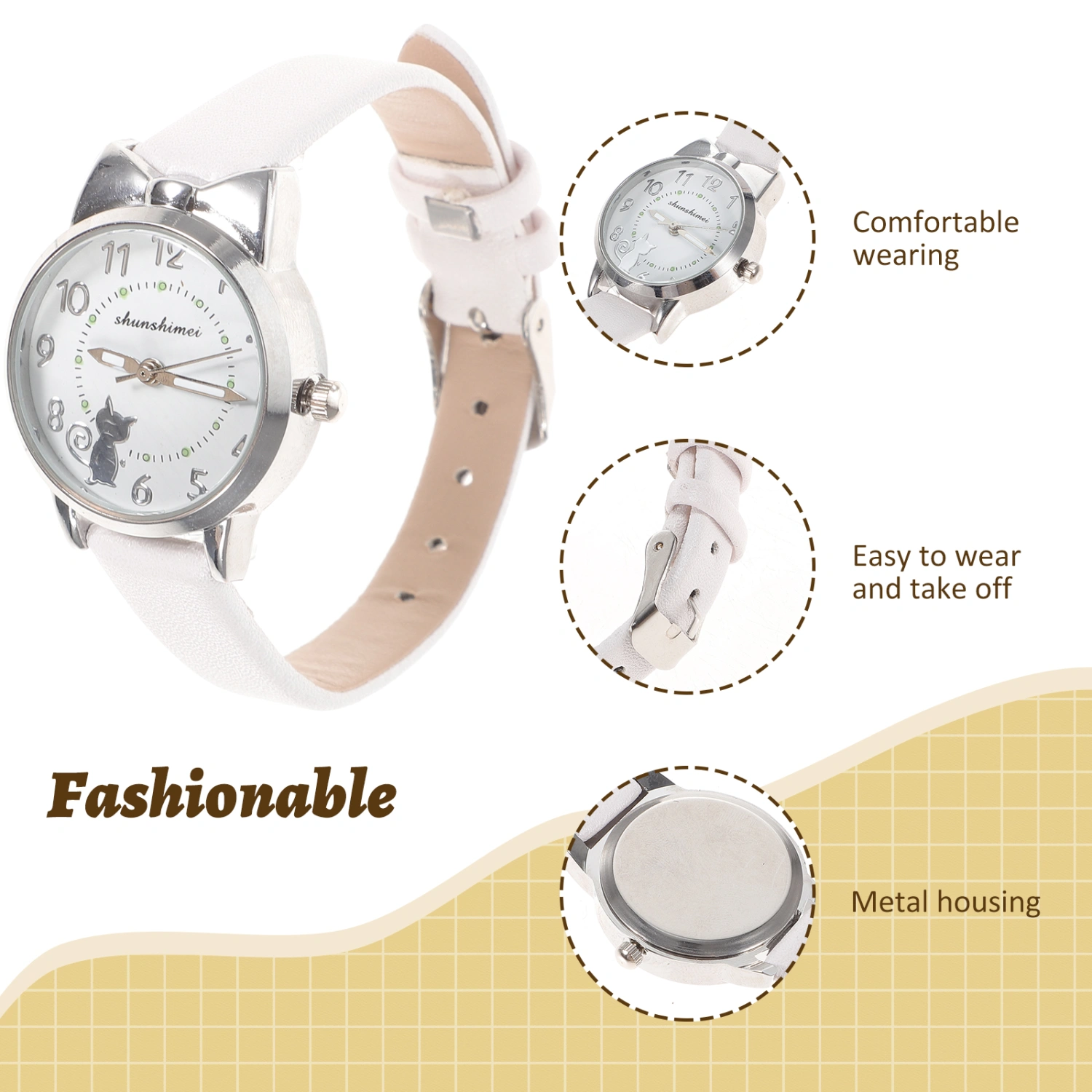 Multifunction Children Watch Adorable Cat Design Wrist Watches for Students