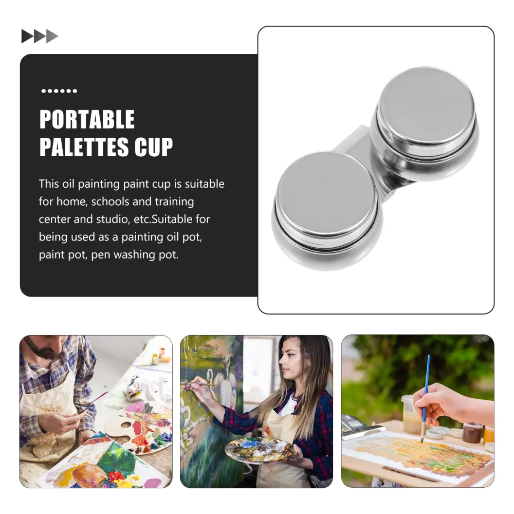 3Pcs Portable Palettes Cup Oil Painting Coloring Cups Drawing Brush Cleaning Pot