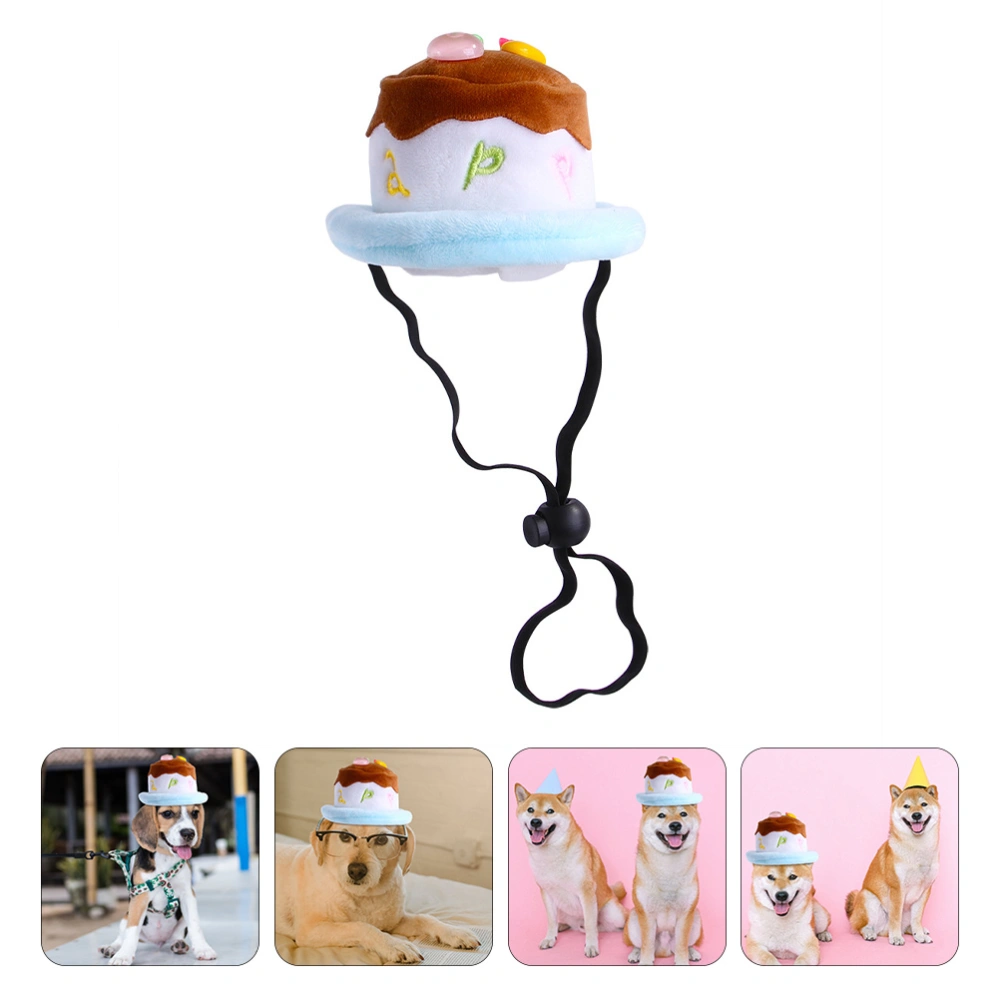 1Pc Cake Shape Pet Hat Birthday Party Hat Adorable Plush Cat Headgear