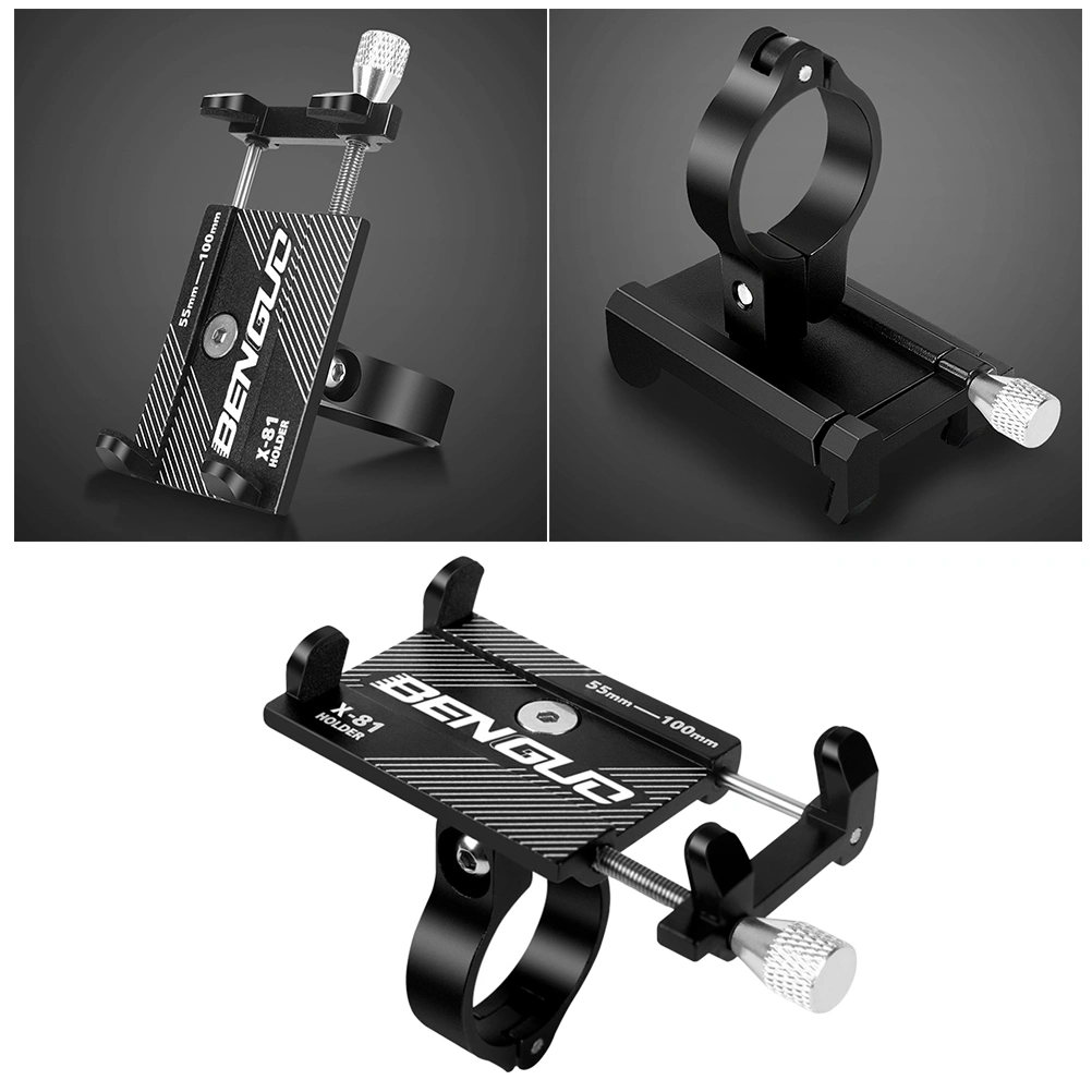 Aluminum Alloy Mobile Phone Holder Mountain Bike Mobile Phone Navigation Device Bracket(Black)