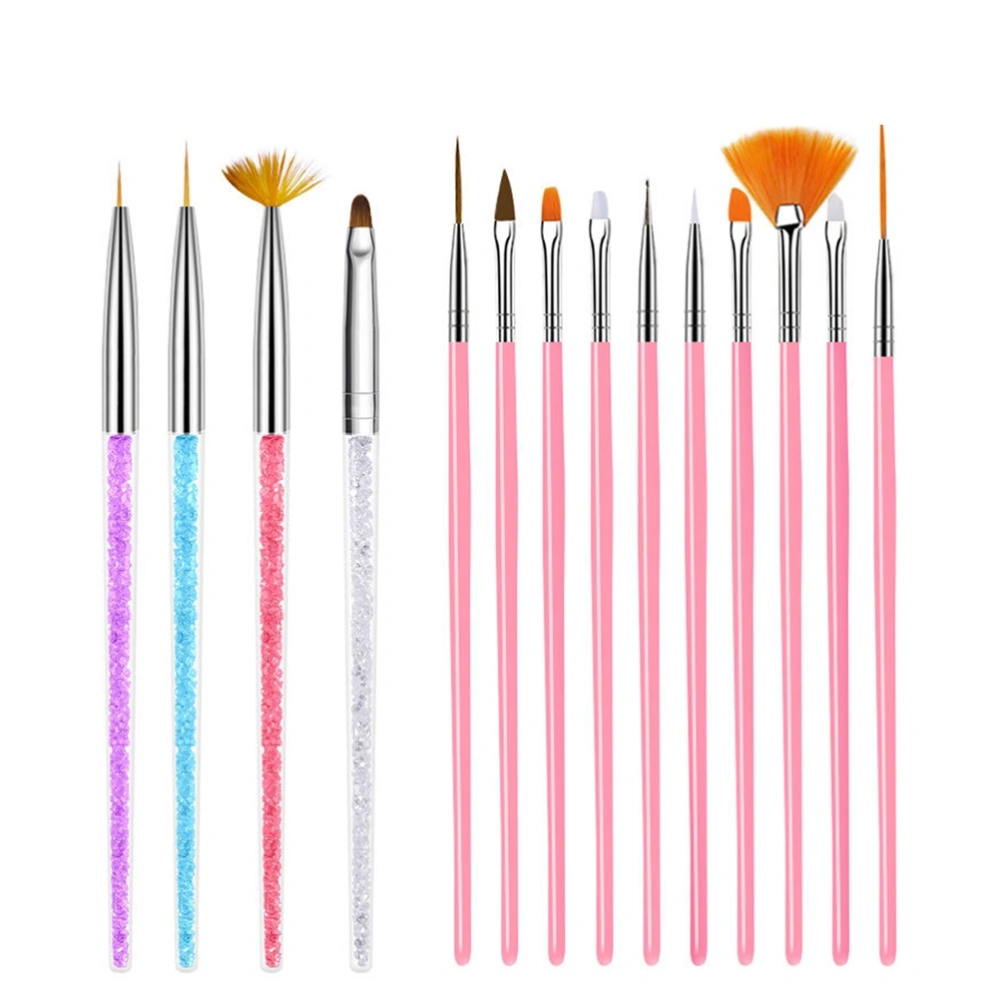 Nail Art Pen Manicure Brush Creative Nail Point Brush Nail Painting Pen (15pcs Pink Handle Pen, 7pcs Mixed Style Nail Pen)