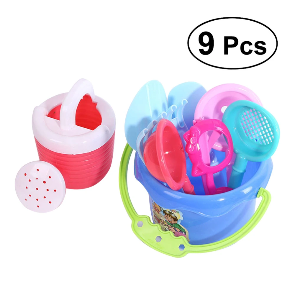 9pcs Beach Sand Playset Plastic Bathing Playing Sand Toy Kids Beach Game Toys for Kids Children (Random Color)