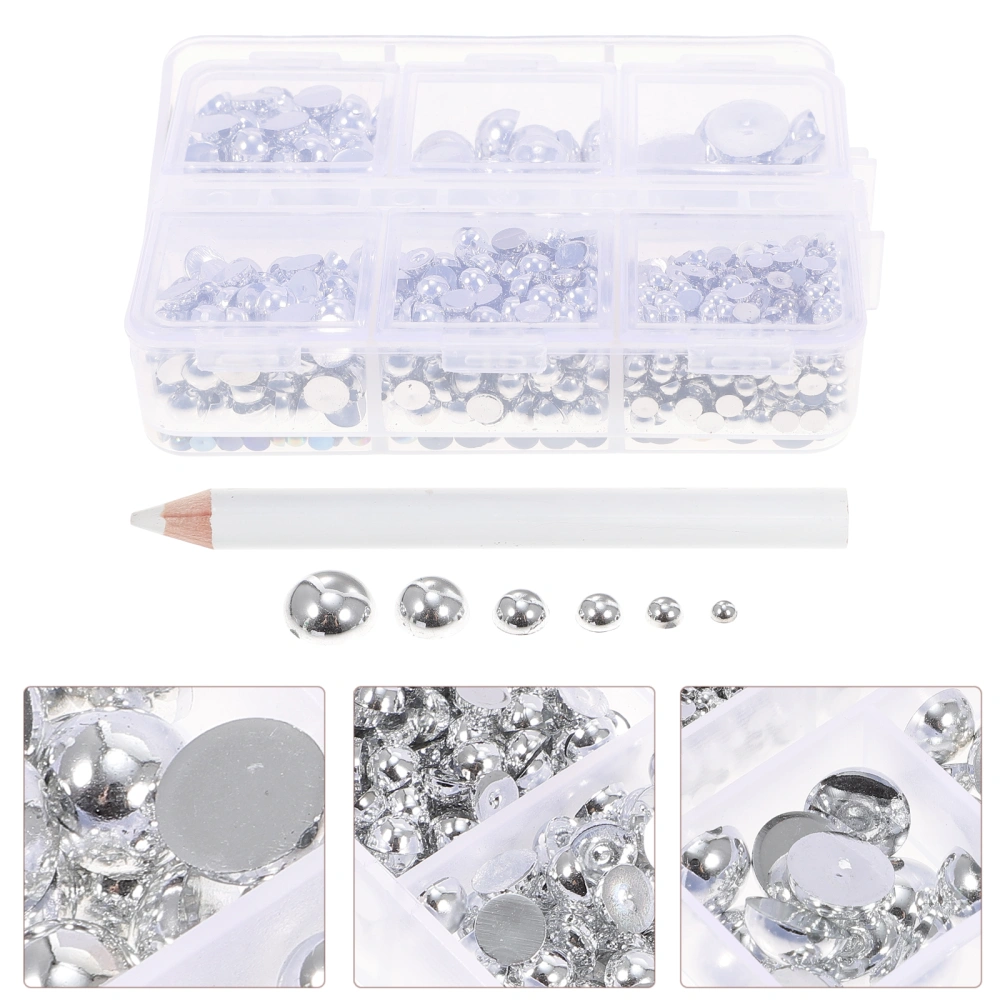 1 Box of Half Round Pearl Loose Beads for DIY Crafts Jewelry Making Nail Art